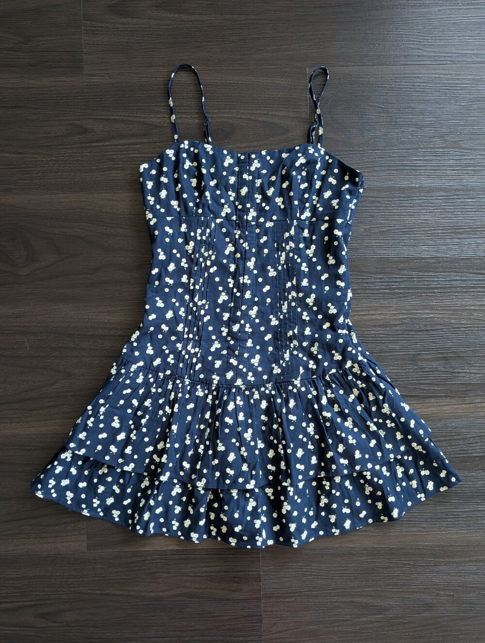 Aritzia Sunday Best Nancy Mini Dress 100% Cotton Navy White Floral Size 0